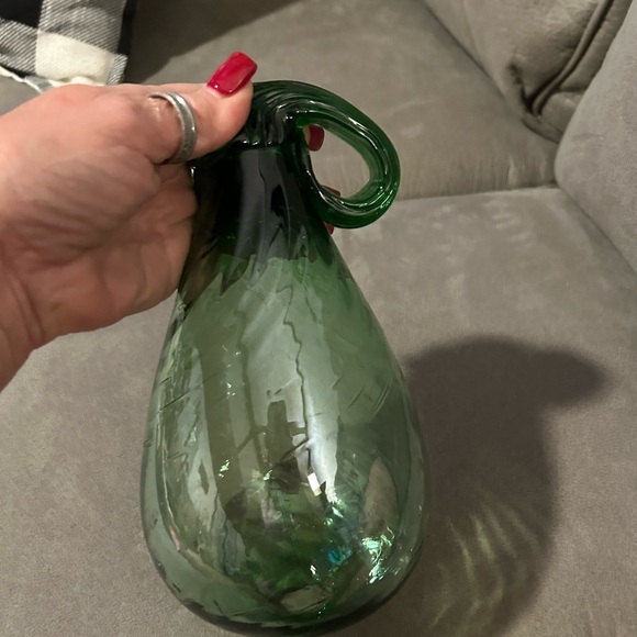 Vintage 100% Recycled green Blown Glass Squash Made in Mexico 50% off w bundle - Picture 4 of 5
